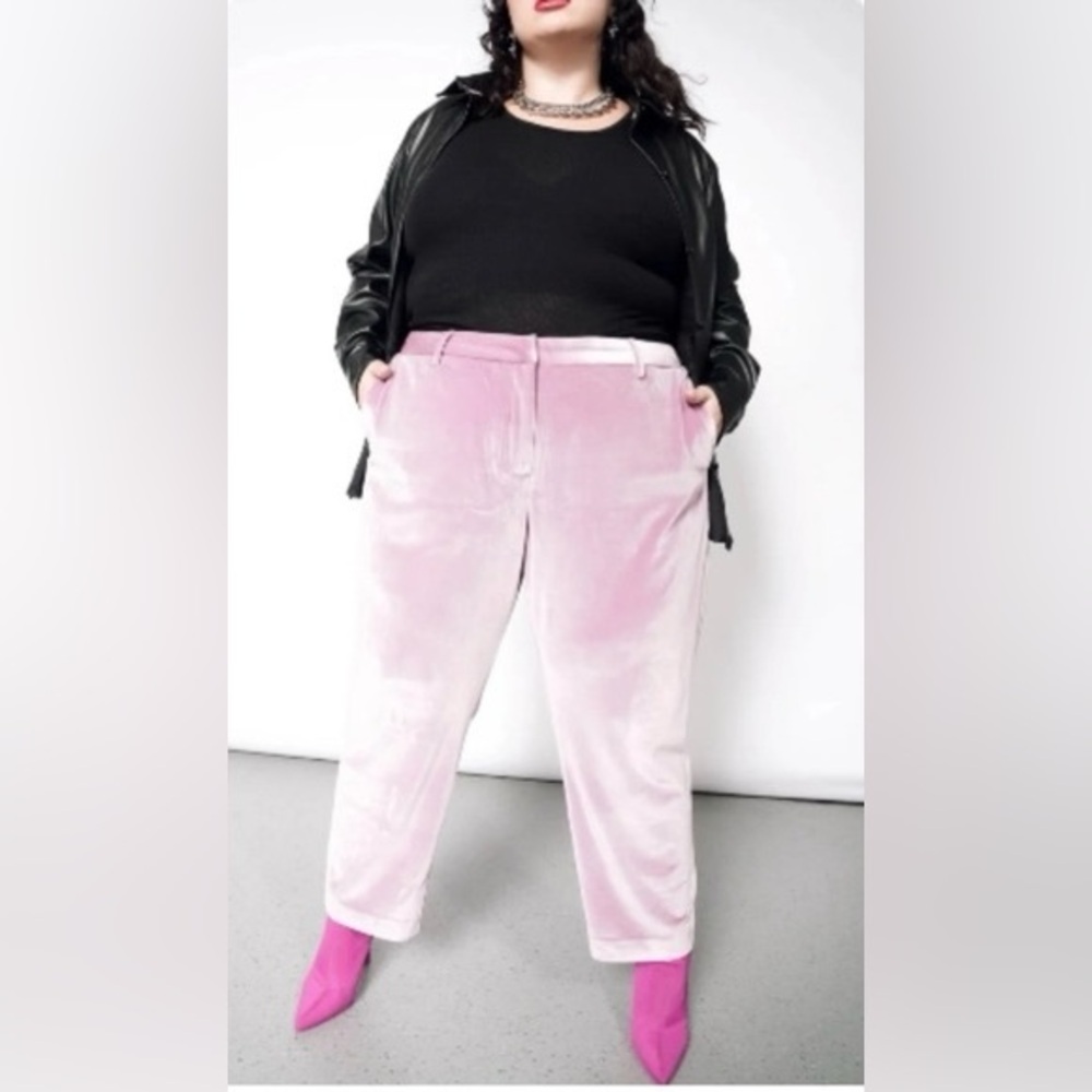 WILDFANG The Empower Velvet Slim Crop Pants in Mauve NWT 24W